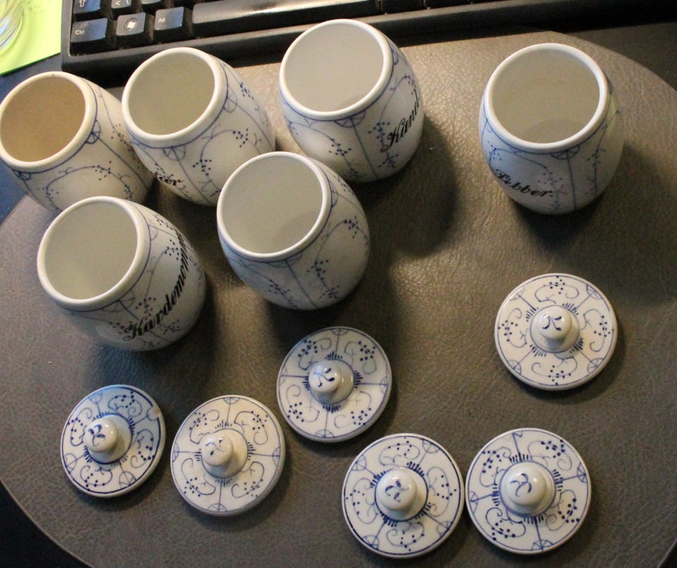 Porcelæn, 6 Krydderi krukker,