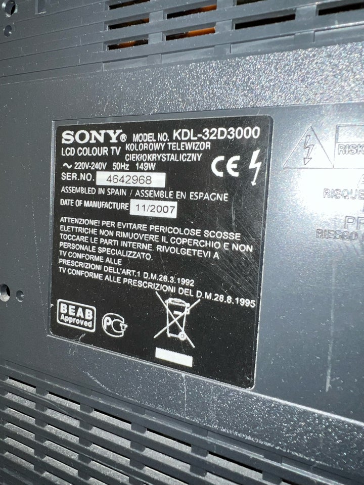 LCD Sony KDL-32D3000 og