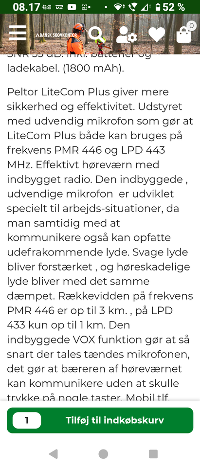 Høreværn, Pelton M3 ws litecom Plus