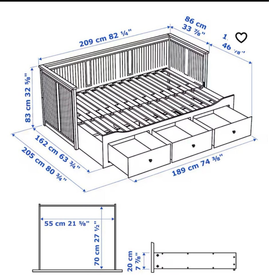 Sovesofa, HEMNES, b: 80 l: 200 h: 160