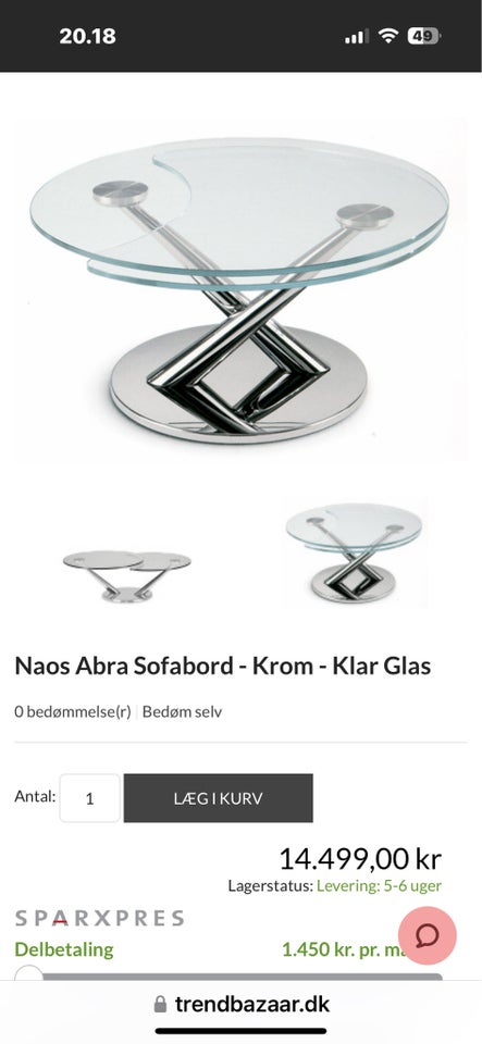 Sofabord Naos glas