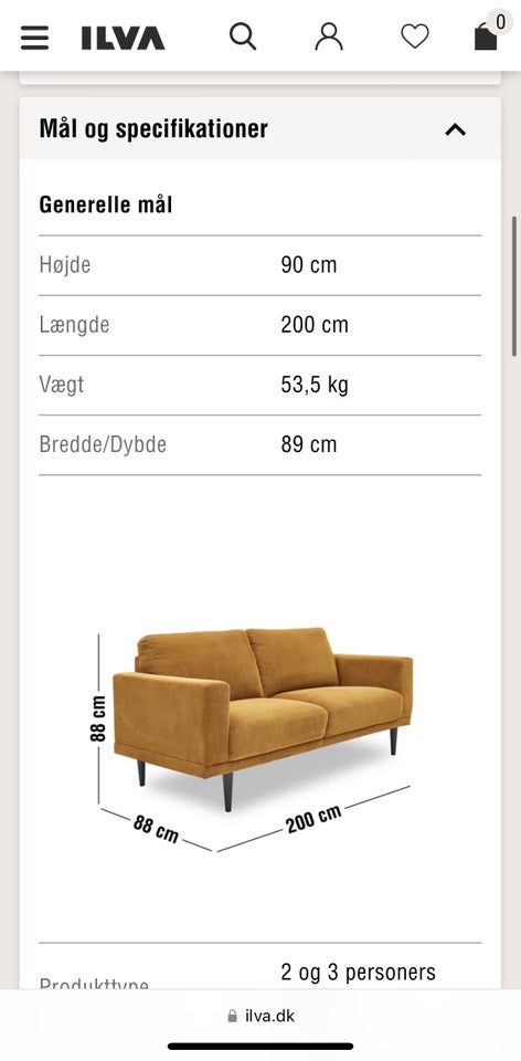 Sofa velour 3 pers