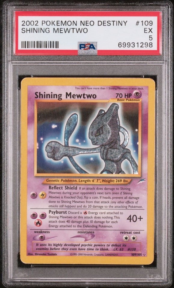 Samlekort Shining Mewtwo psa 5