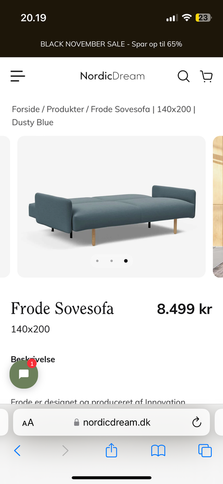 Sovesofa, Nordic Dream , b: 140 l: