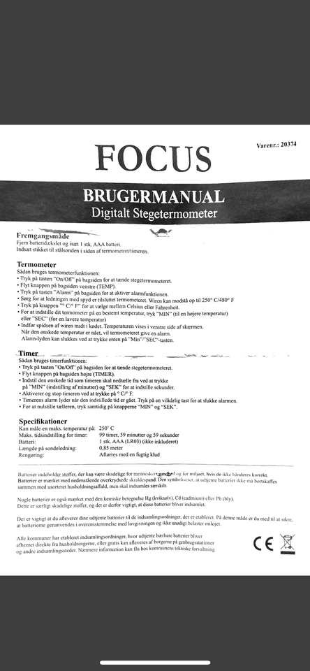 Digitalt stegetermometer, Focus