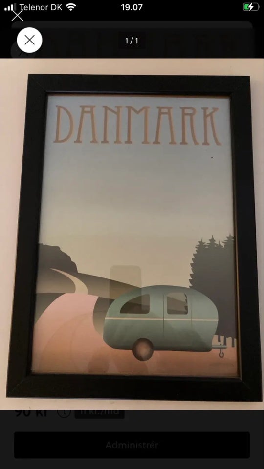 Plakat i ramme DK m campingvogn