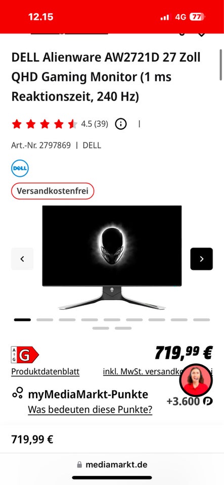 Dell Alienware , 27 tommer, God