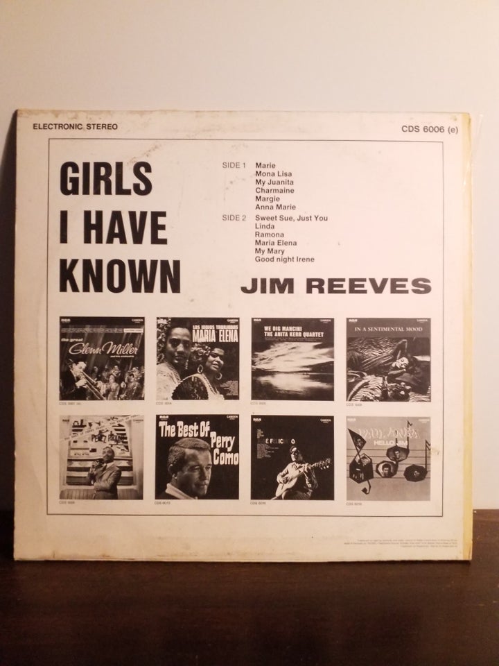 LP JIM REEVES GIRLS I HAVE KNOWN