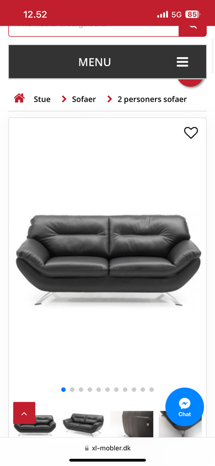 Lædersofa sort