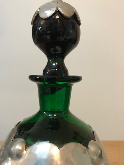 Klukflaske + 4 glas Grønt glas med