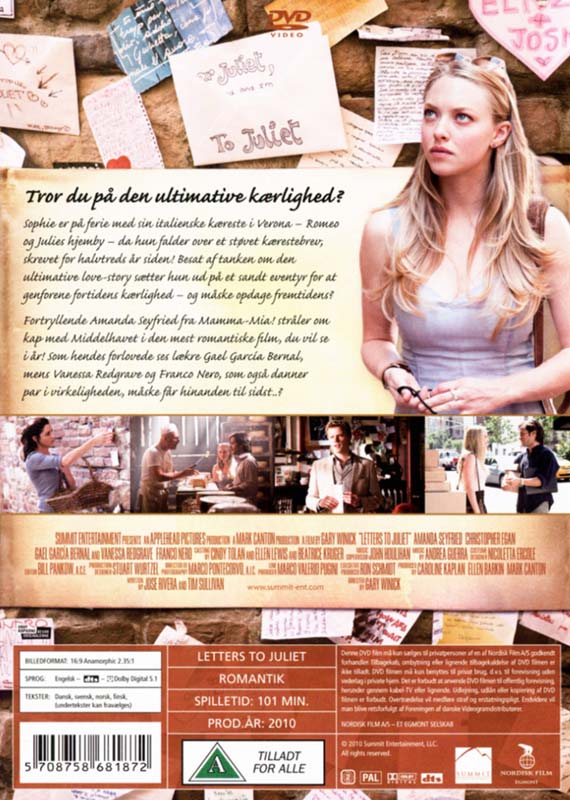 Letters to Juliet, DVD, andet