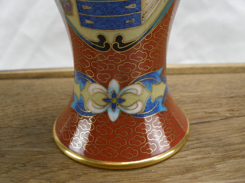 Cloisonne Vase Med Fugle 19 cm