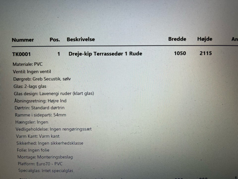 Terrassedør alu