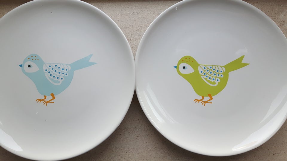 Porcelæn Tallerken x 6 Birdie