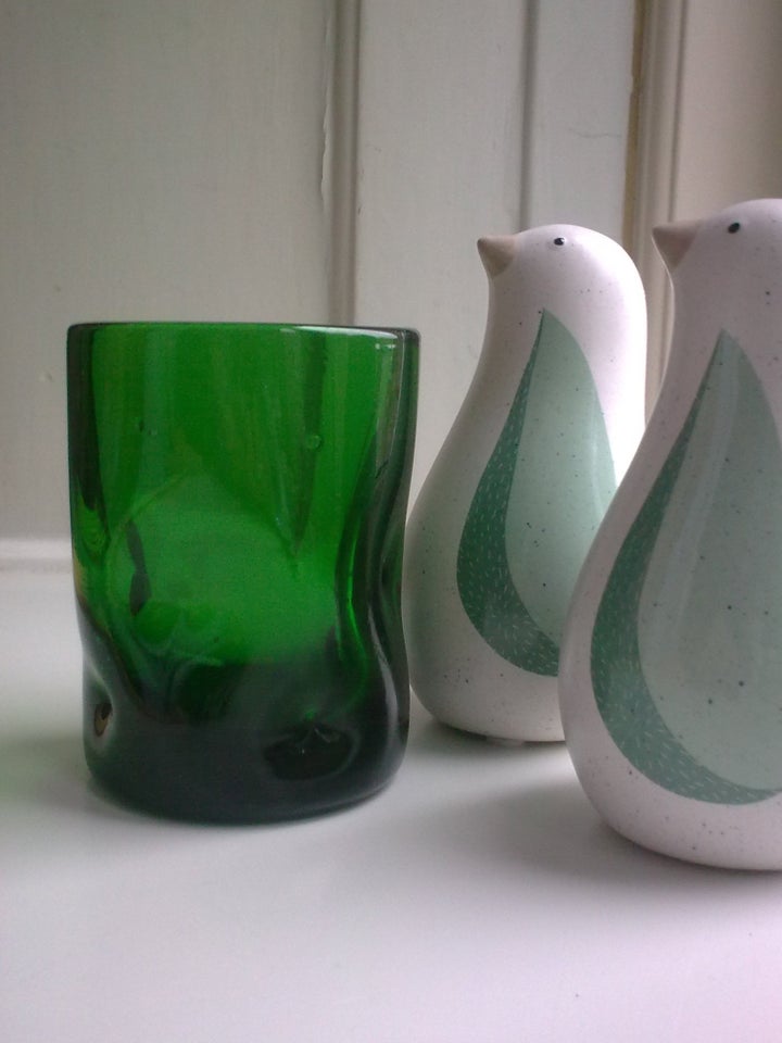 Gul KÆMPE m grøn i keramik skål