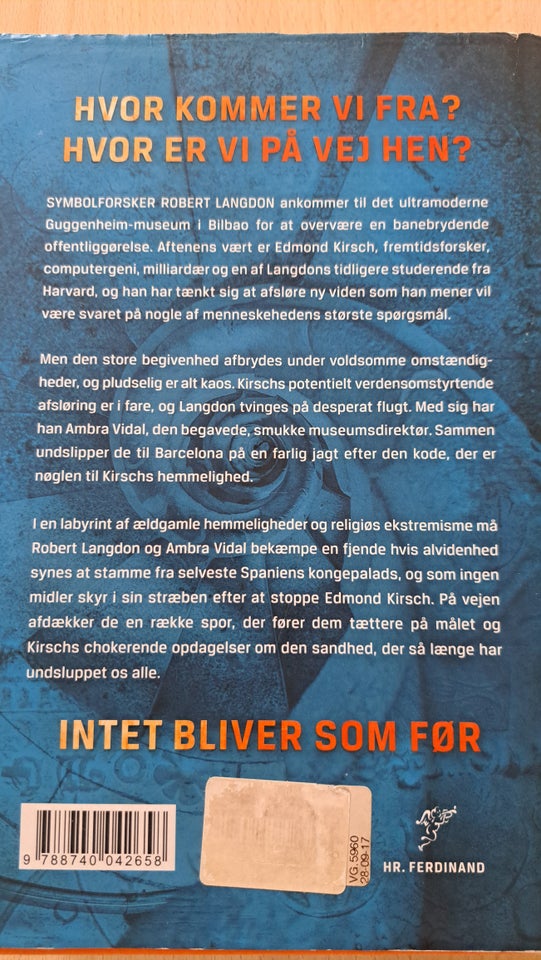 Oprindelsen, Dan Brown, genre: