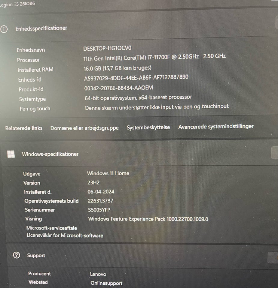 Lenovo, T5 26IOB6, 11th Gen Intel