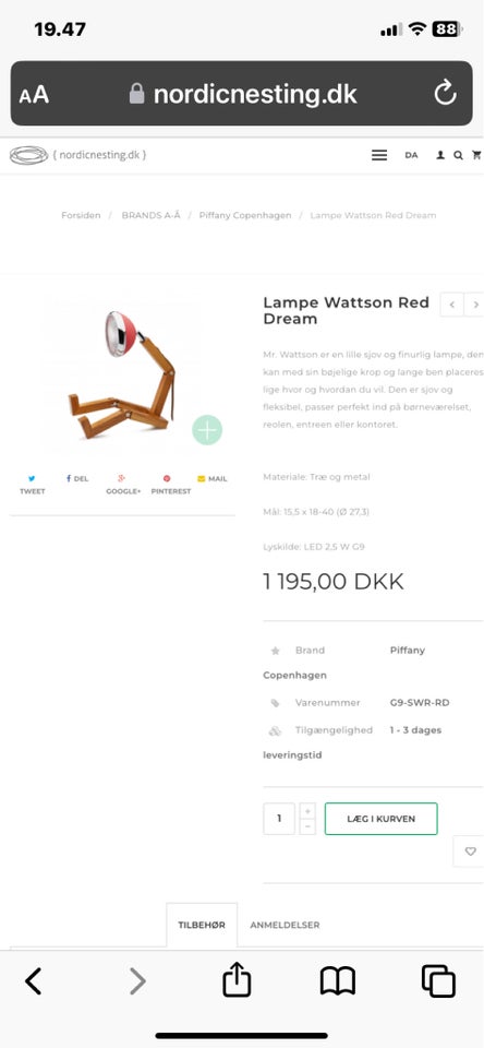 Anden bordlampe Mr Wattson