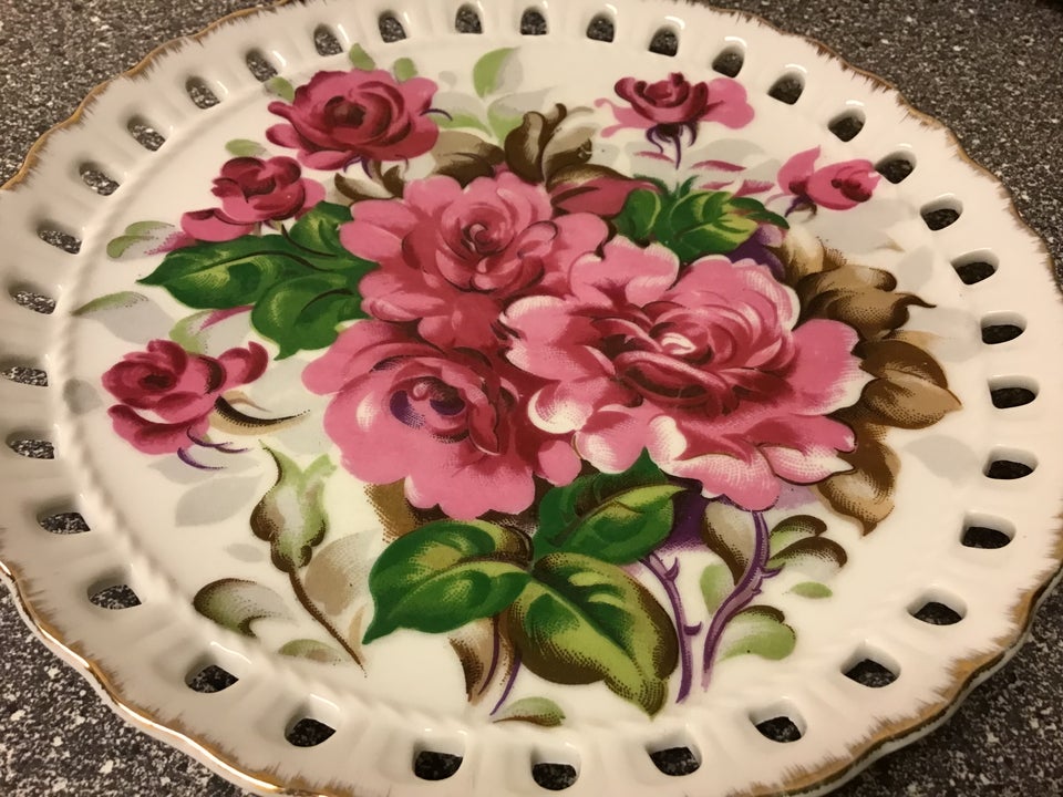 Porcelæn Platter med Rød Blomster