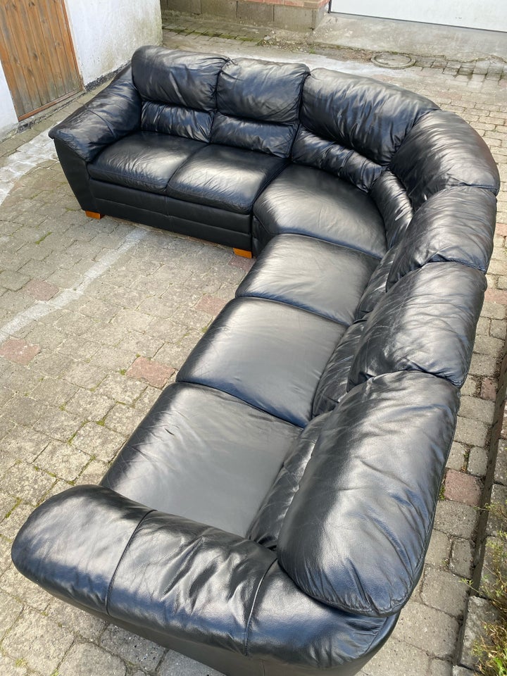 Hjørnesofa, læder, 6 pers.