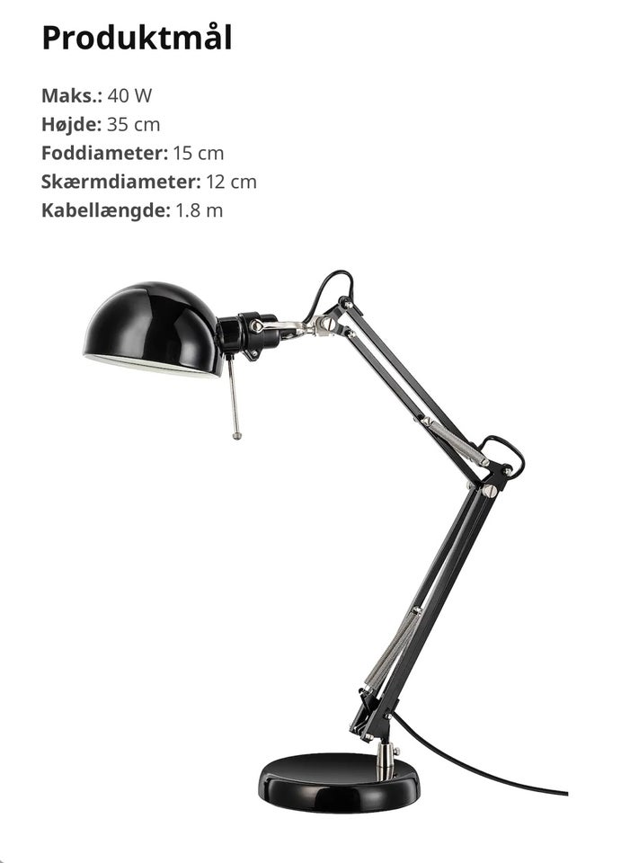 Skrivebordslampe Ikea