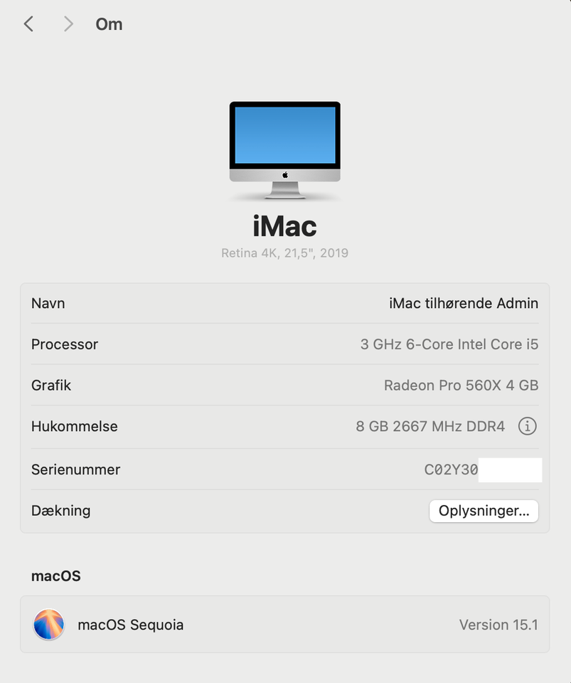 iMac, 2019 21.5" 4K 500GB SSD