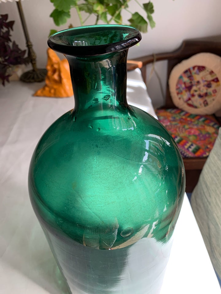 En dekorativ grøn glas flaske/vase