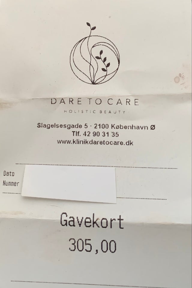 Andet, Gavekort, Dare to care