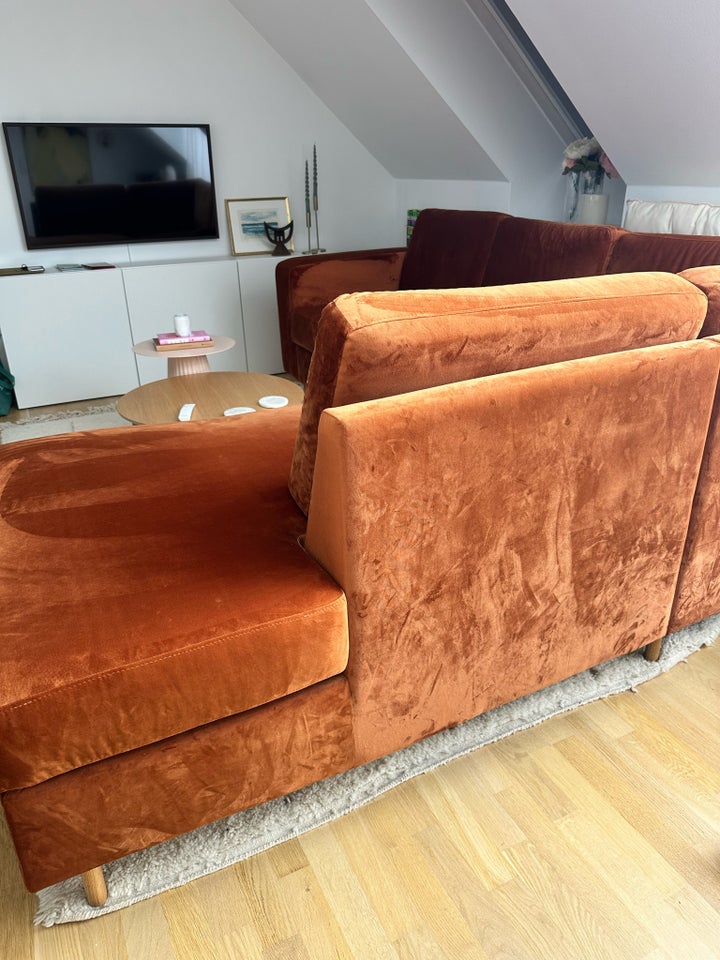 Hjørnesofa velour 5 pers