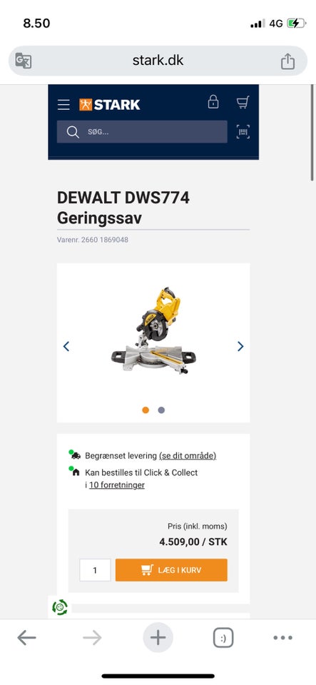 Geringssav, DEWALT DWS774