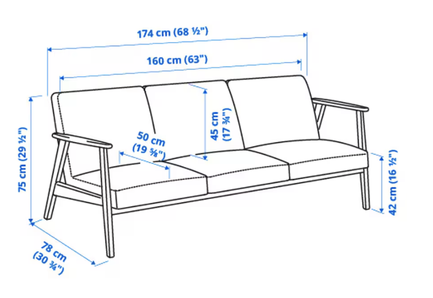 Sofa stof 3 pers