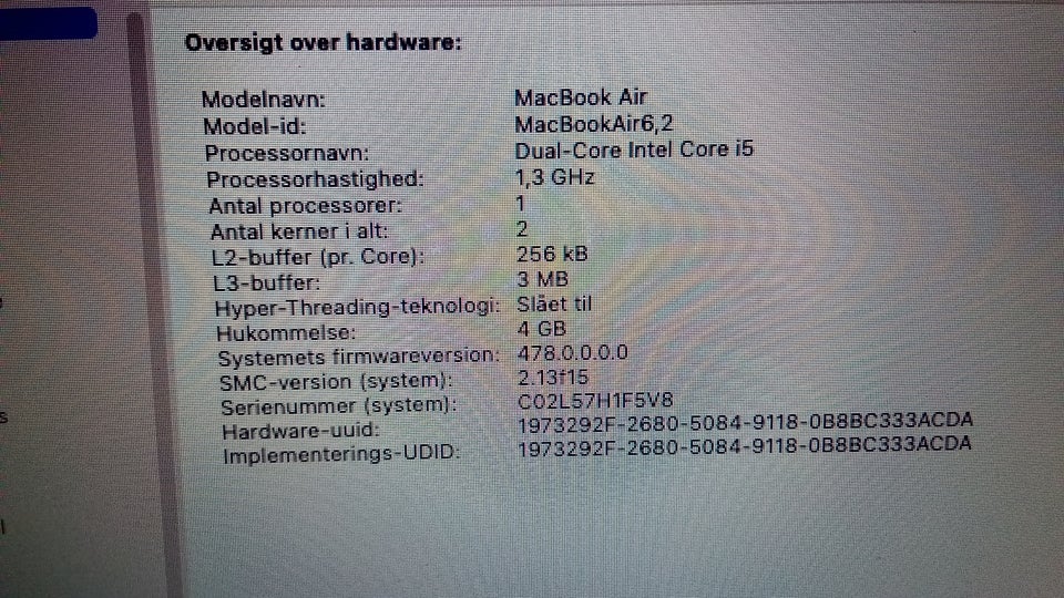 MacBook Air macOS Big Sur Intel i5