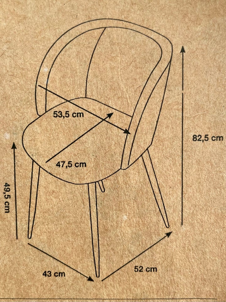 Spisebordsstol, Velour, jern