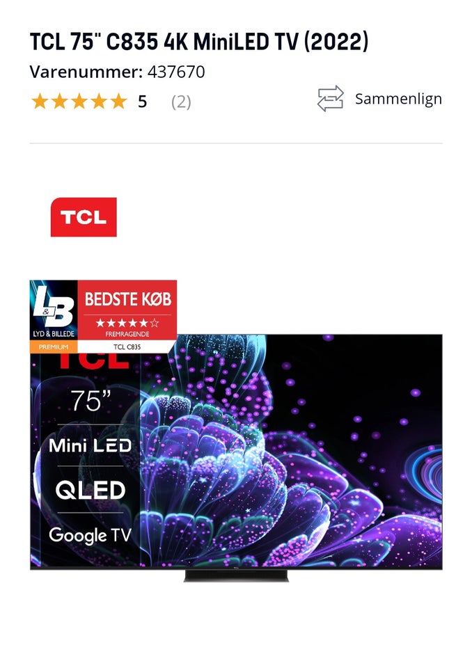 LED, Andet mærke, TCL 75" C835 4K