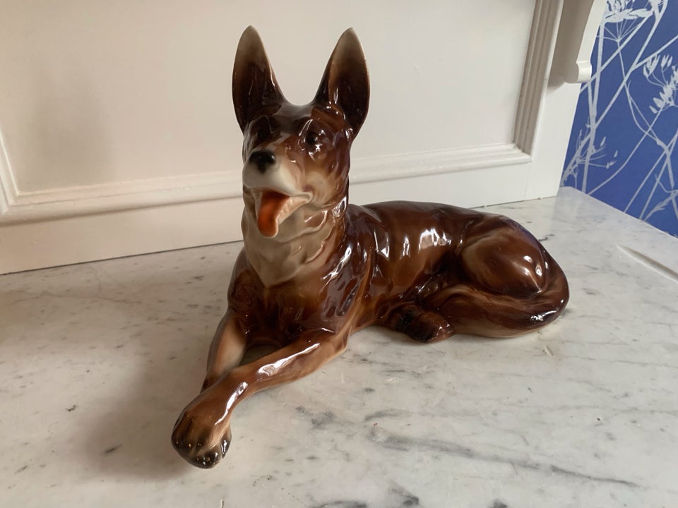 Fajance Retro schæferhund figur