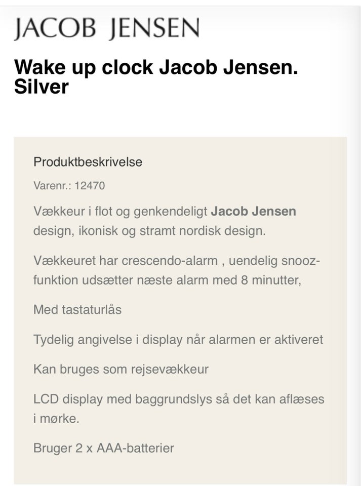 Vækkeur Jacob Jensen