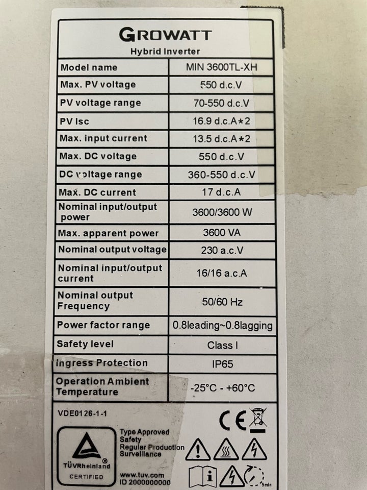 Inverter Growatt MIN 3600TL-XH