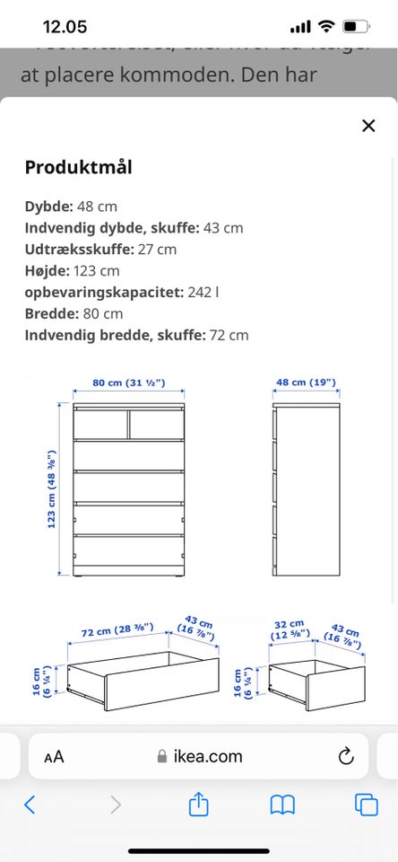 Kommode, andet materiale