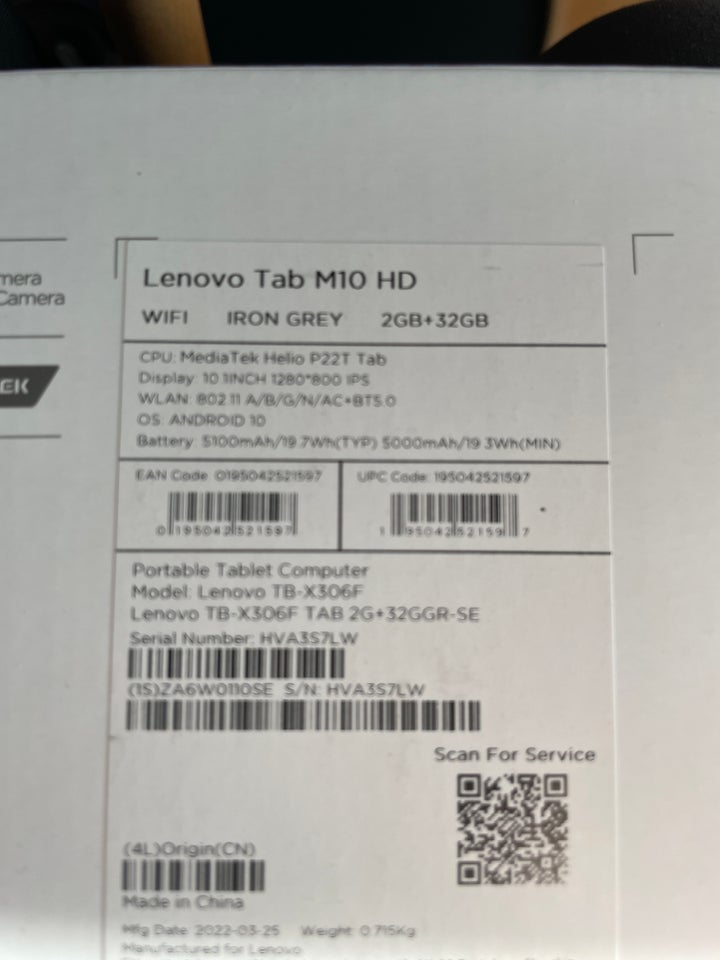 Lenovo, M10 HD, 10 tommer