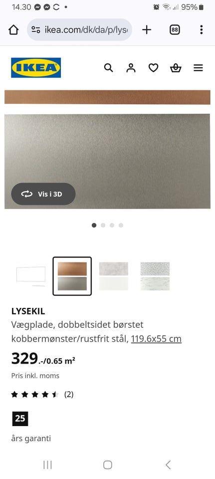 Tilbehør, IKEA LYSEKIL stænkplade