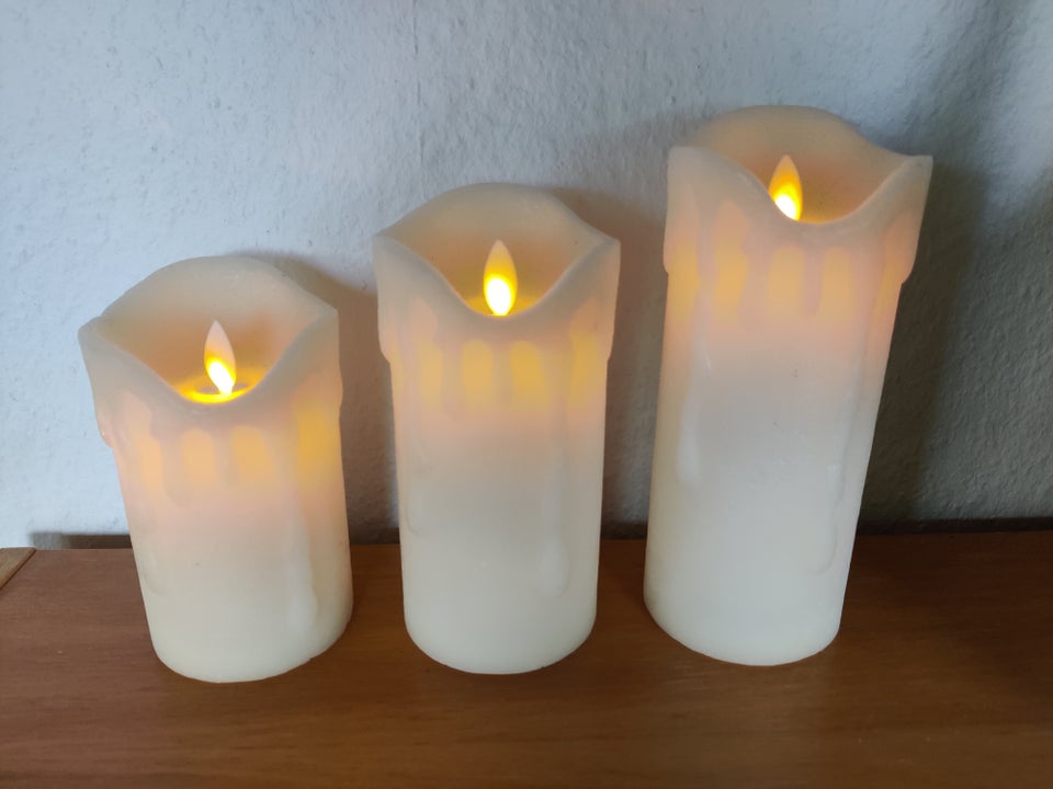 3 kunstige bloklys Led stearinlys