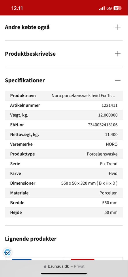 Fix Trend 550 Håndvask Noro