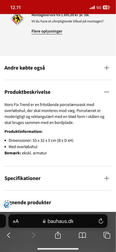 Fix Trend 550 Håndvask Noro