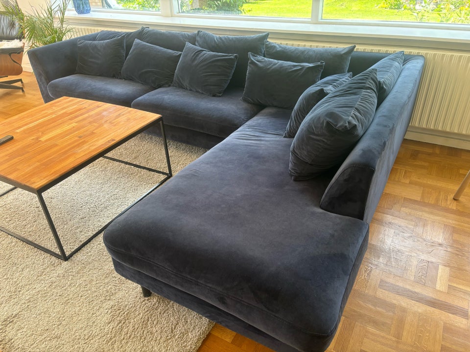 Hjørnesofa, velour, 6 pers.