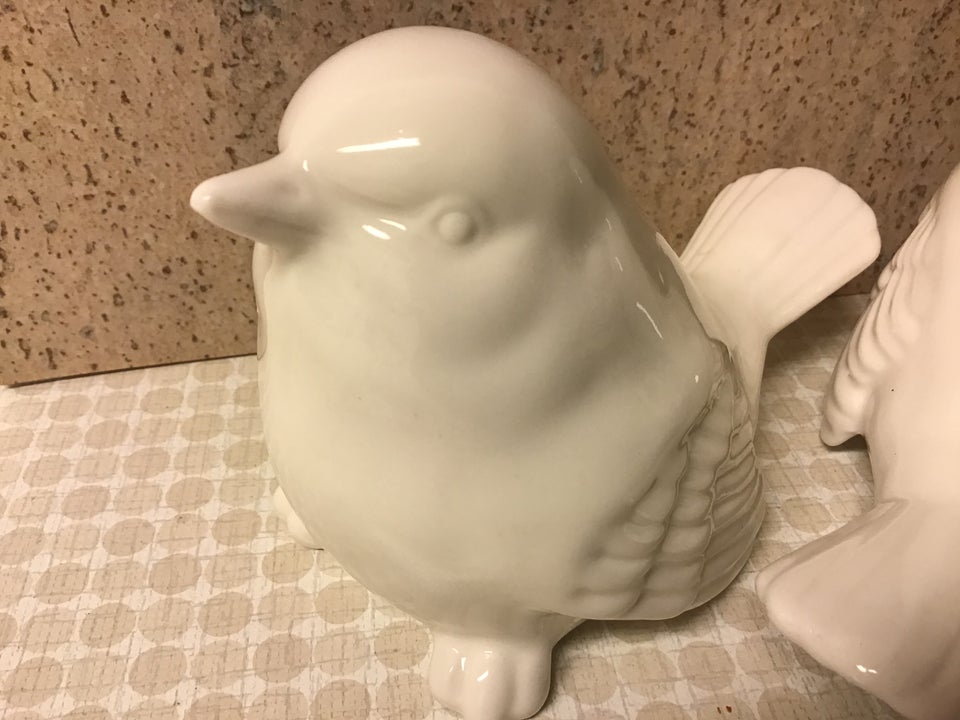 Porcelæn Hvid Fugl Fugle Figur