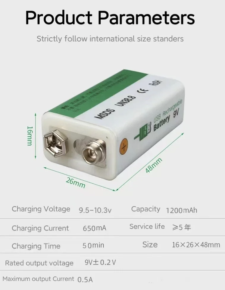 Batterier 9V GENOPLADELIGT