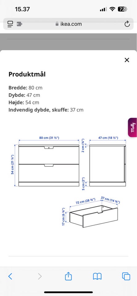 Kommode, laminat, b: 80 d: 47 h: 54