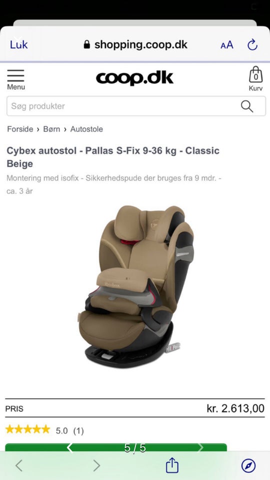 Autostol, op til 36 kg , Cybex Pallas