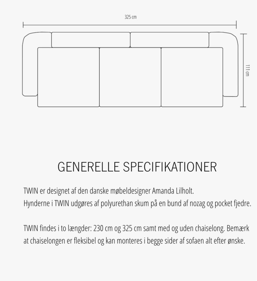 Sofa, stof, 5 pers.