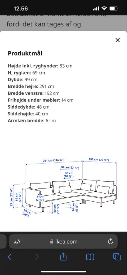 Chaiselong, stof, 6 pers.